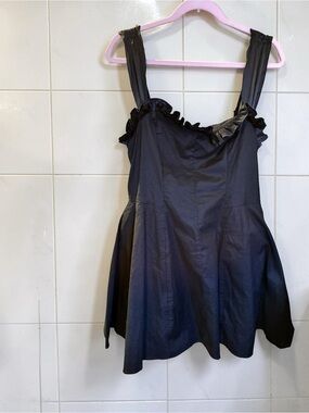 Free People Black Mini Dress with Ruffle Trim